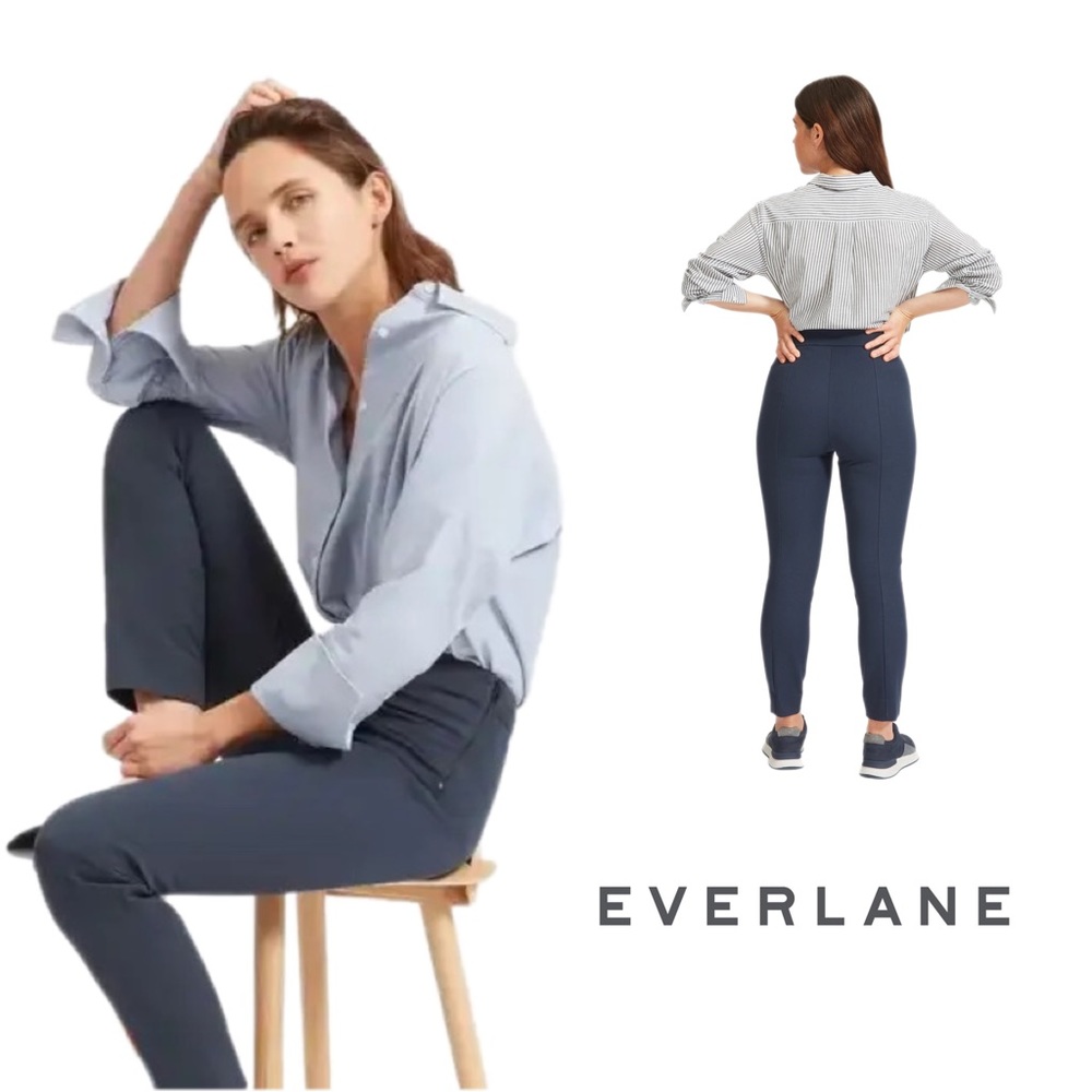 NEW Everlane Cotton Stretch Side Zip Trousers in Navy